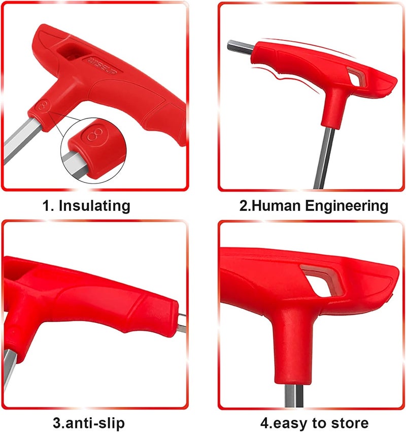 WISEUP 3mm t handle allen wrench set Metric,CR-V heavy duty hex key set with long arm - Image 2